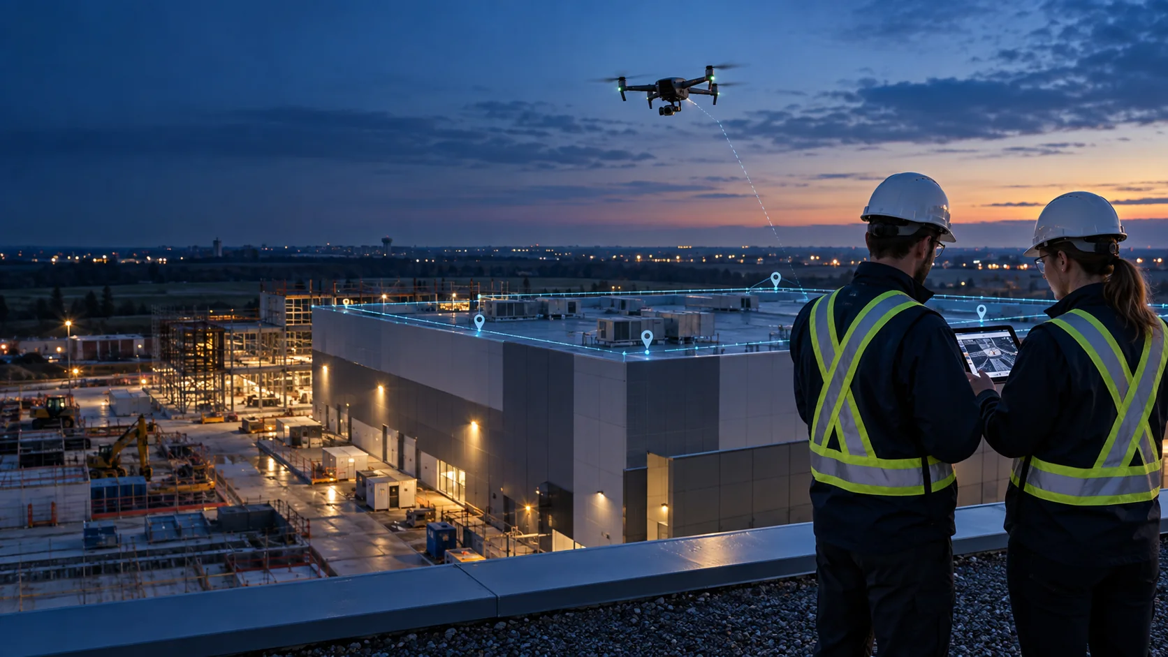 Enterprise drone team conducting a professional infrastructure operation
