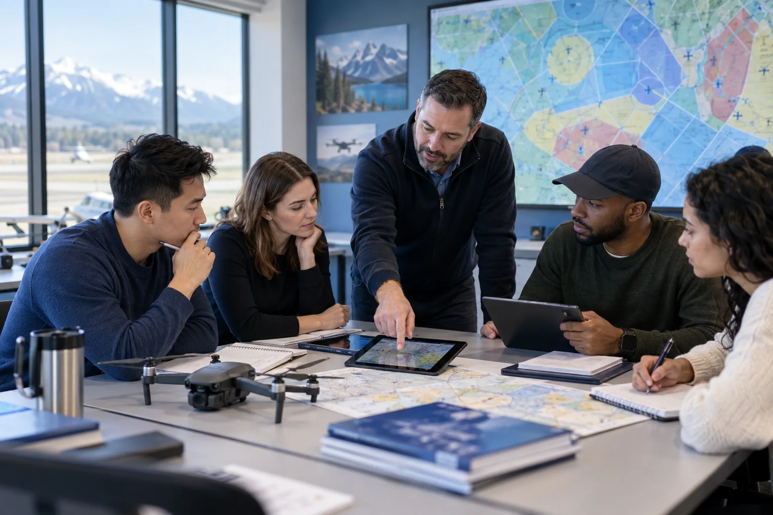 Instructor leading a professional RPAS ground school class